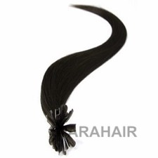16" Jet Black (#1) 100S Nail Tip Human Hair Extensions