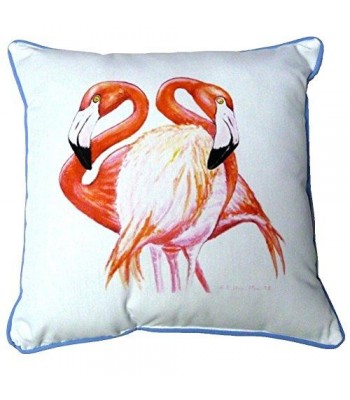 Two Flamingos Decorator Pillow - 18 X 18 Indoor Outdoor - Marine Fabric - Fade and Mildew Resistant