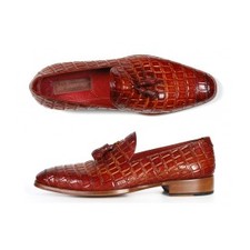 Patina Crocodile Embossed Calfskin  Tassel Loafers