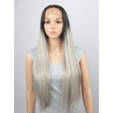 Gray Color Synthetic Lace Wigs Ombre Style