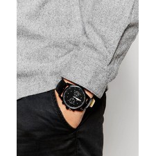 ASOS Watch In Black With Rose Gold Hands