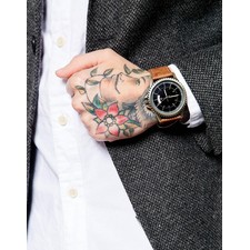 ASOS Chunky Watch With Gray Face And Brown Strap