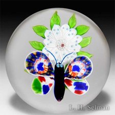 Rare And Outstanding Antique Baccarat Millefiori Butterfly And Wheatflower Paperweight. By Baccarat Antique