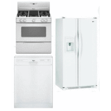 WHIRLPOOL KITCHEN APPLIANCES SET OF REFRIGERATOR DISHWASHER WITH GAS RANGE 220-240 VOLTS 50HZ PACKAGE 1