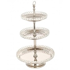 Natural Crystal-Metal Three Tier Handmade Serving Tray