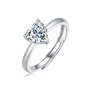 1Ct Moissanite Diamond Heart Sterling Silver Ring