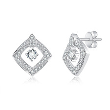 0.3Ct Moissanite Diamond Square Sterling Silver Stud Earrings