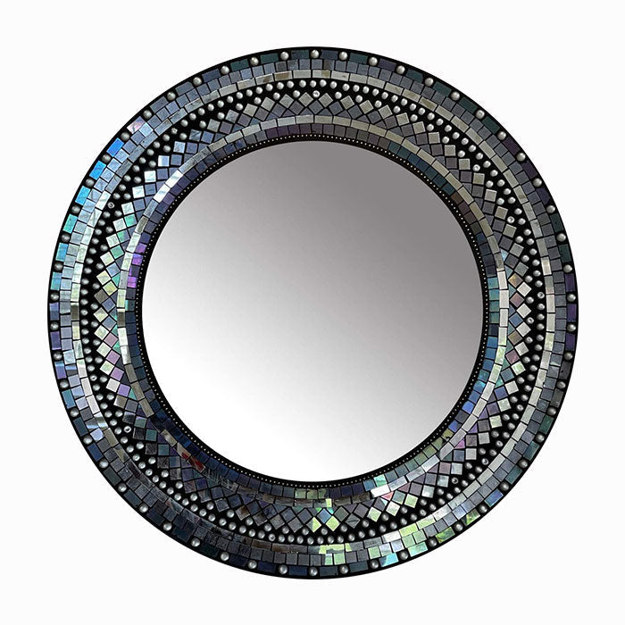 large round mosaic mirror b...