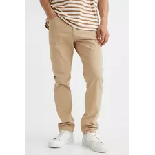 Slim Fit Cotton Twill Pants - Beige - Men 