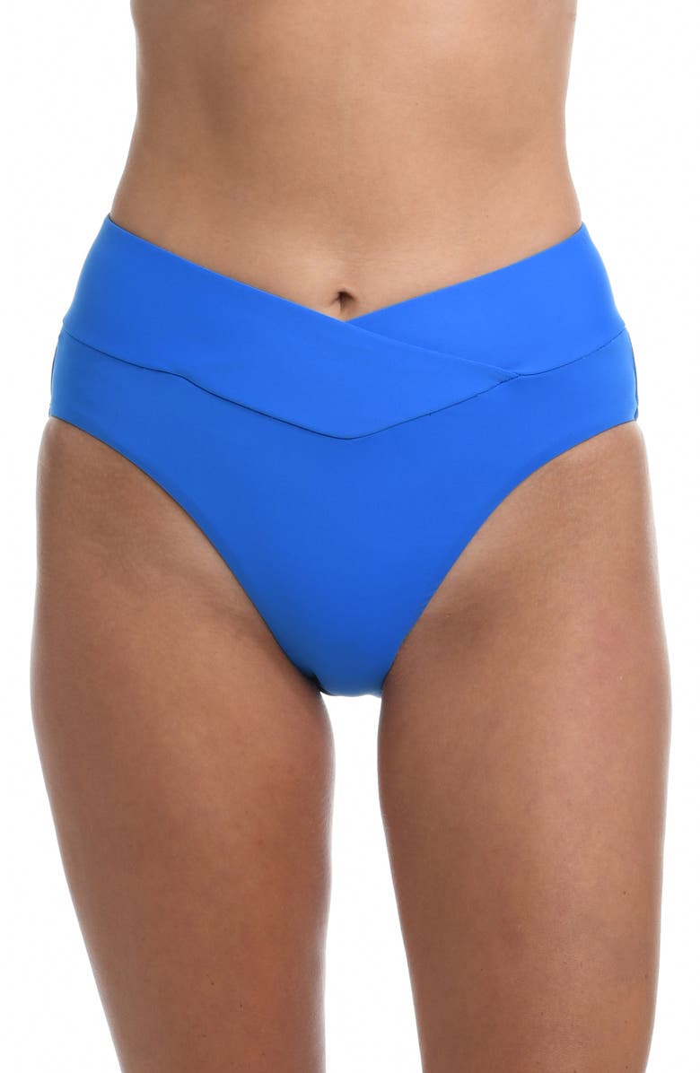 La Blnca Island Goddess Crossover High Waist Bikini Bottoms, Main, color, CAPRI BLUE