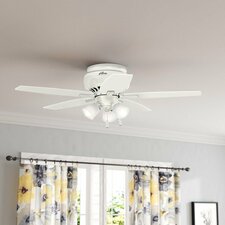 42'' Newsome 5 - Blade Outdoor Flush Mount Ceiling Fan with Pull Chain and Light Kit Included
