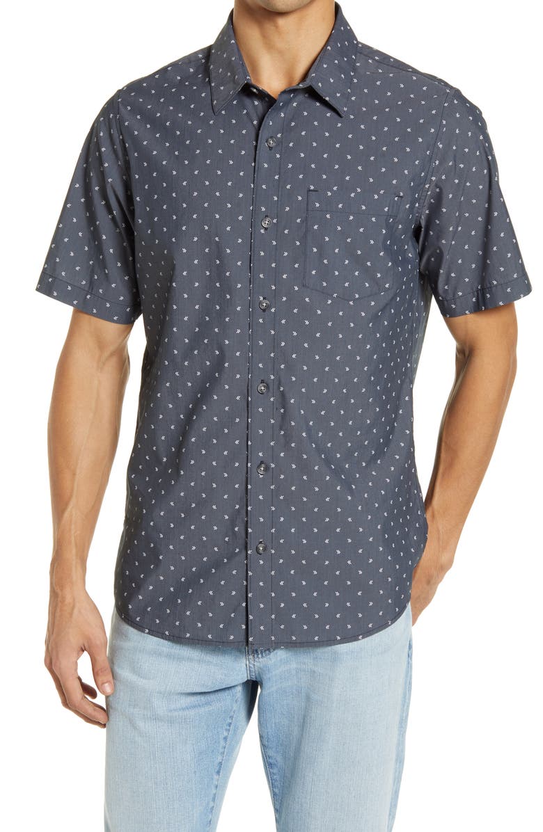 Not Your Best Short Sleeve Button-Up Shirt, Main, color, HEATHER BLACK