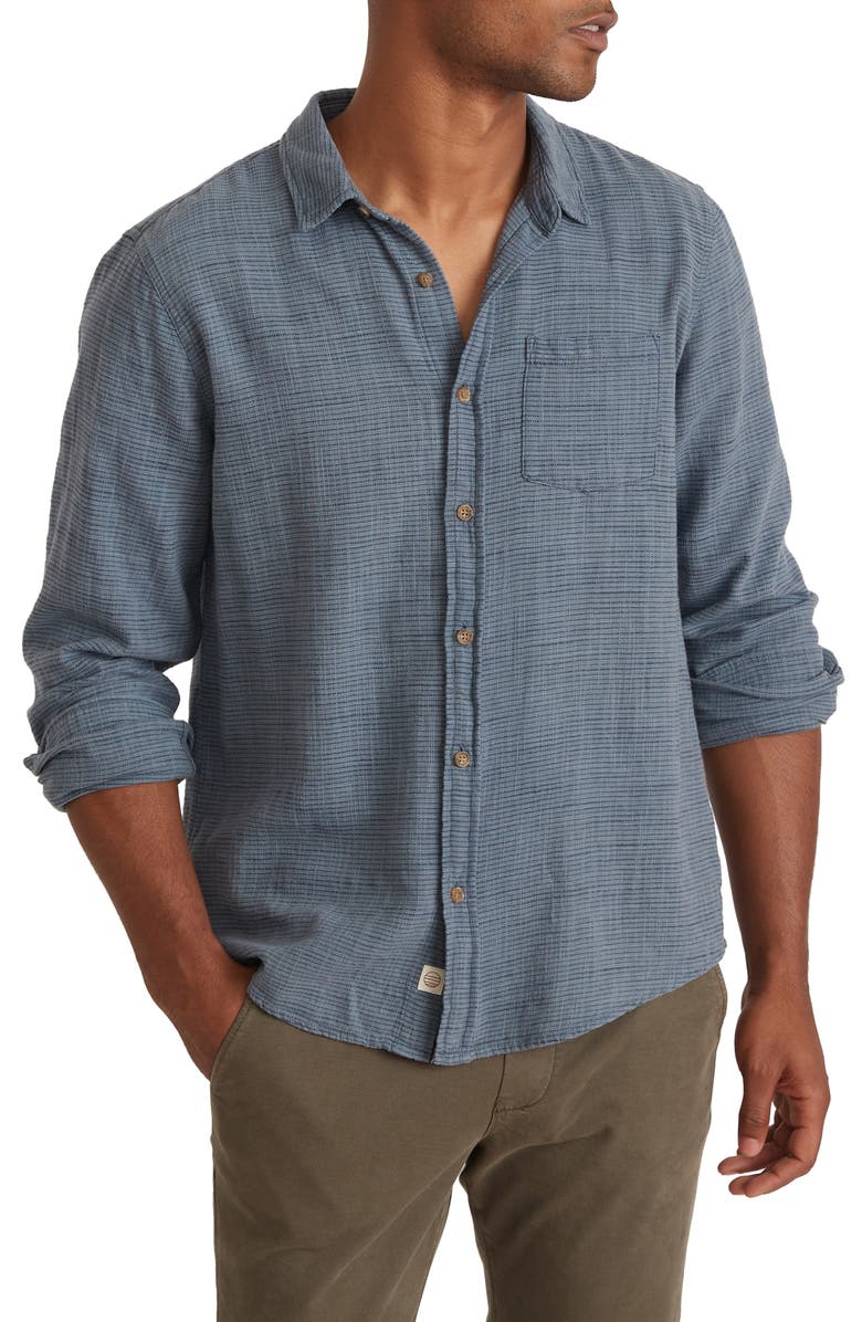 Mini Stripe Cotton Selvage Button-Up Shirt, Main, color, CHINA BLUE STRIPE