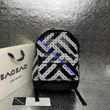 Issey Miyake Kuro Daypack Stripe Backpack Black/White