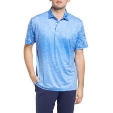PETER MILLAR Camo Print Stretch Jersey Polo, Main, color, BLUE POPPY