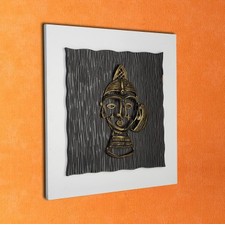 Polished Tribal Lady Brass Wood Black Wall Frame