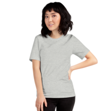 WOMEN'S GREY MELANGE T-SHIRTS WITH ROUND NECK AND HALF SLEEVES