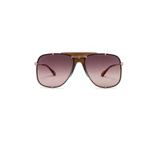 Gucci Oversized Embellished Pilot in Shiny Gold Transparent Brown &amp; Brown Gradient | REVOLVE