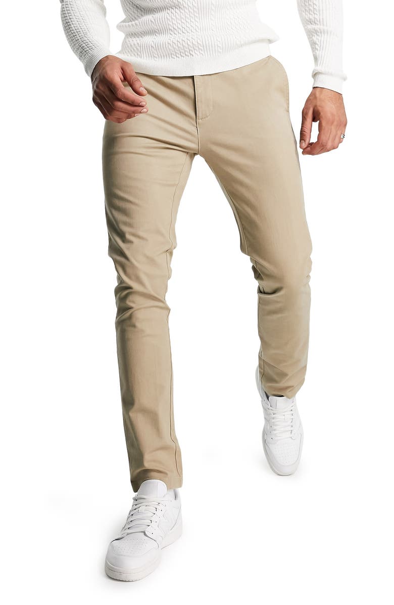 Skinny Fit Stretch Cotton Chinos, Main, color, STONE