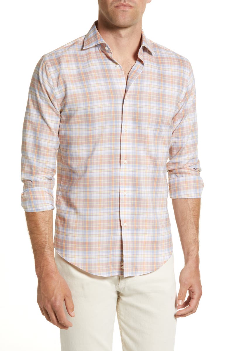 NORDSTROM Plaid Button-Up Shirt, Main, color, BLUE- YELLOW SHILO PLAID