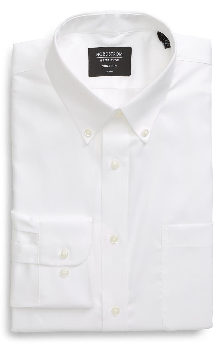 Men's Shop Trim Fit Non-Iron Dress Shirt, Main, color, WHITE BRILLIANT