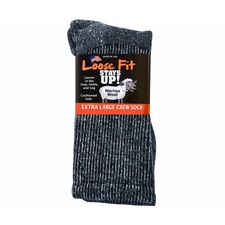 Loose Fit Marled Merino Wool Crew Socks to 5E - Navy - 1pr