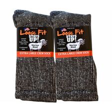 Loose Fit Marled Merino Wool Crew Black Socks to 5E