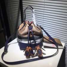 Burberry Small Heston Canvas And Leather Shoulder Bag In Blue