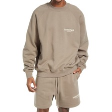 FEAR OF GOD ESSENTIALS Cotton Blend Crewneck Sweatshirt, Main, color, DESERT TAUPE