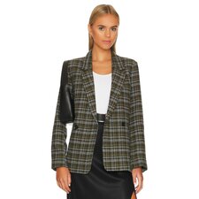 ANINE BING Madeleine Blazer in Green Plaid | REVOLVE