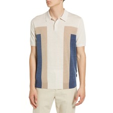 TED BAKER LONDON Men's Arbroth Colorblock Wool Polo Shirt, Main, color, ECRU