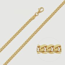 9ct Yellow Gold Plated Sterling Silver 3.5mm Diamond Cut Cuban Chain