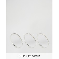 ASOS Sterling Silver Pack of 3 Etched Rings