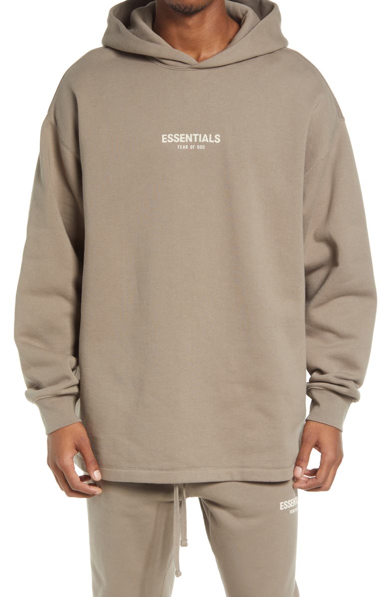 FEAR OF GOD ESSENTIALS Relaxed Pullover Hoodie, Main, color, DESERT TAUPE