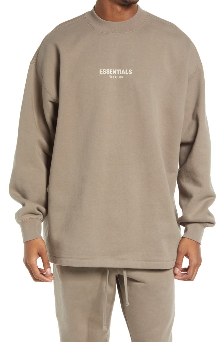 Cotton Blend Crewneck Sweatshirt, Main, color, DESERT TAUPE