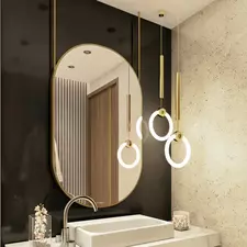 wall mounted mirror with lights above wash basin