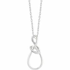Sterling Silver .015 Ctw Natural Diamond Freeform 16-18" Necklace