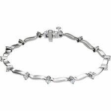 14k White 1 Ctw Natural Diamond Line 7" Bracelet