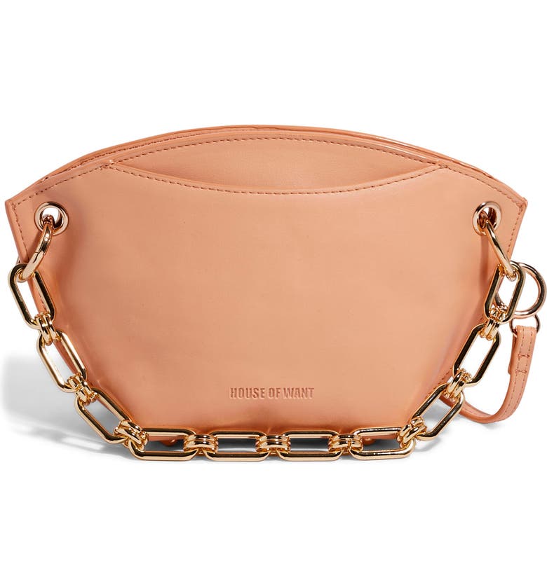 HOUSE OF WANT H.O.W. We Encourage Vegan Leather Crossbody Bag, Main, color, APRICOT
