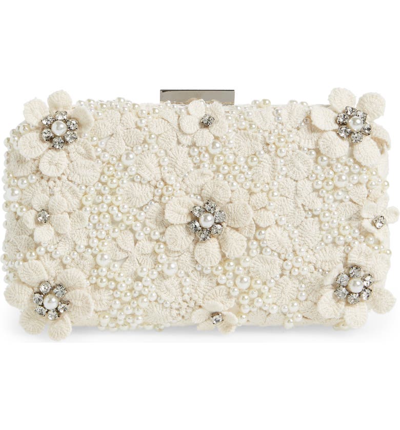Beth Bead &amp; Crystal Clutch, Main, color, IVORY