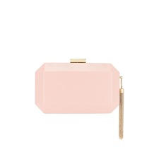 olga berg Lia Facetted Clutch With Tassel in Blush | REVOLVE