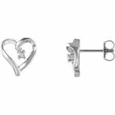 14K White .04 CTW Diamond Heart Earrings
