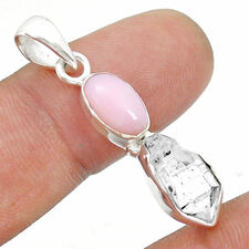 6.07cts natural white herkimer diamond fancy opal 925 silver pendant u77331