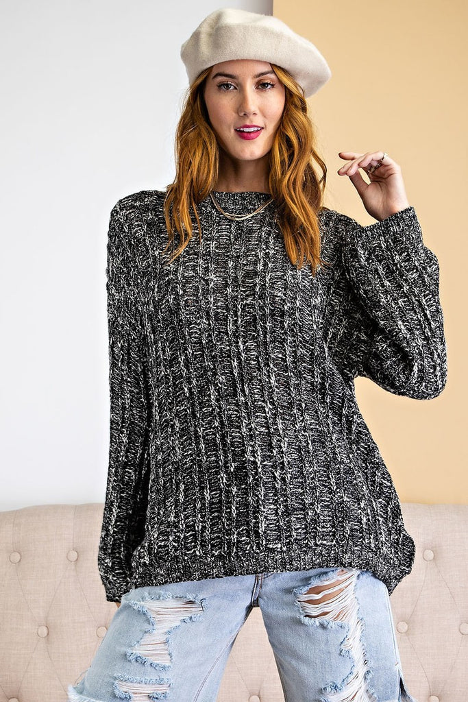 Black Textured Knitted Sweater