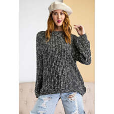Black Textured Knitted Sweater