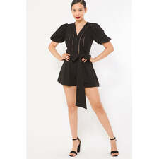 Black Crochet Detailed Fashion Romper