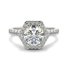 Round Hexa Hiden Halo Diamond Ring.