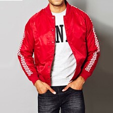 Red &amp; White Bright Men's Bomber Jacket Wholesale 