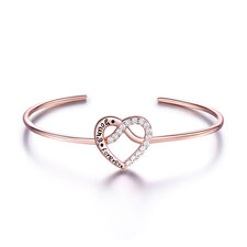 3A Cz Rose Gold Plated Micro -Inlaid Heart Shaped Sterling Silver Bracelet.