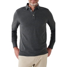 FAHERTY Movement Long Sleeve Polo Shirt, Main, color, FOREST NIGHT STRIPE